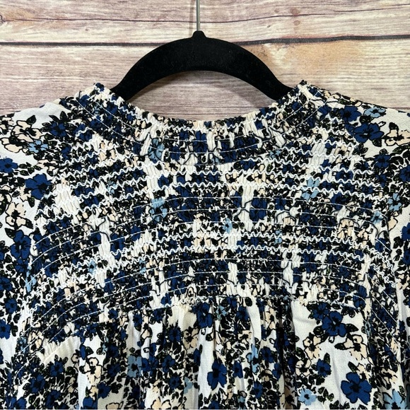 Free People Long Sleeve Tunic Dress with High Neck Smocked Size Medium D3 - Picture 3 of 8